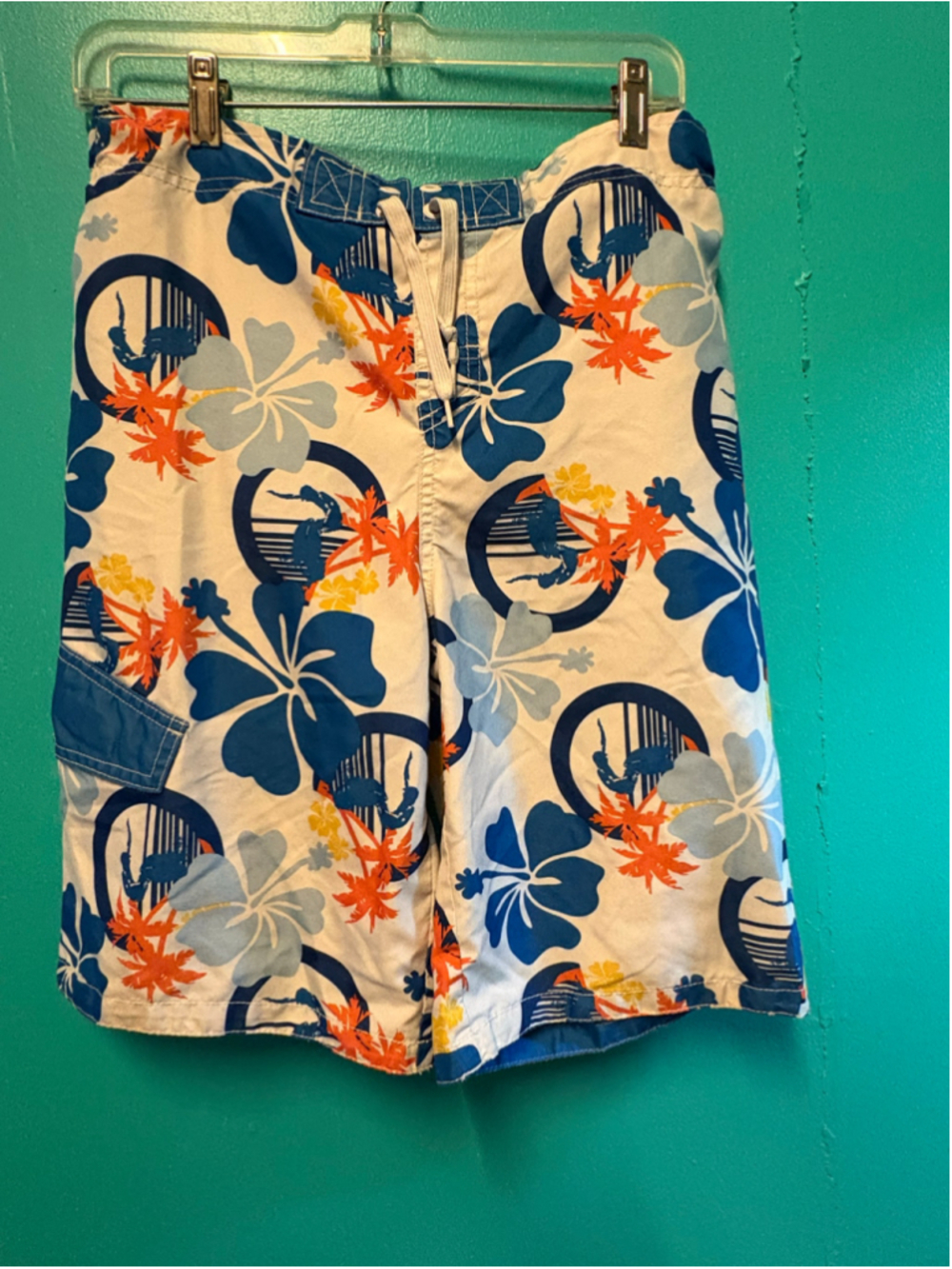 Boys Mossimo Supply Co. Swim Trunks Size 12 White Blue Floral